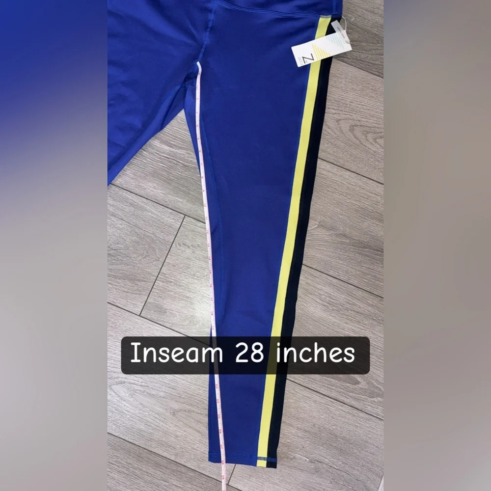 Z By Zella XXL High Rise Full Length Leggings Stretch Blue W/ Side Stripes New - Picture 3 of 8